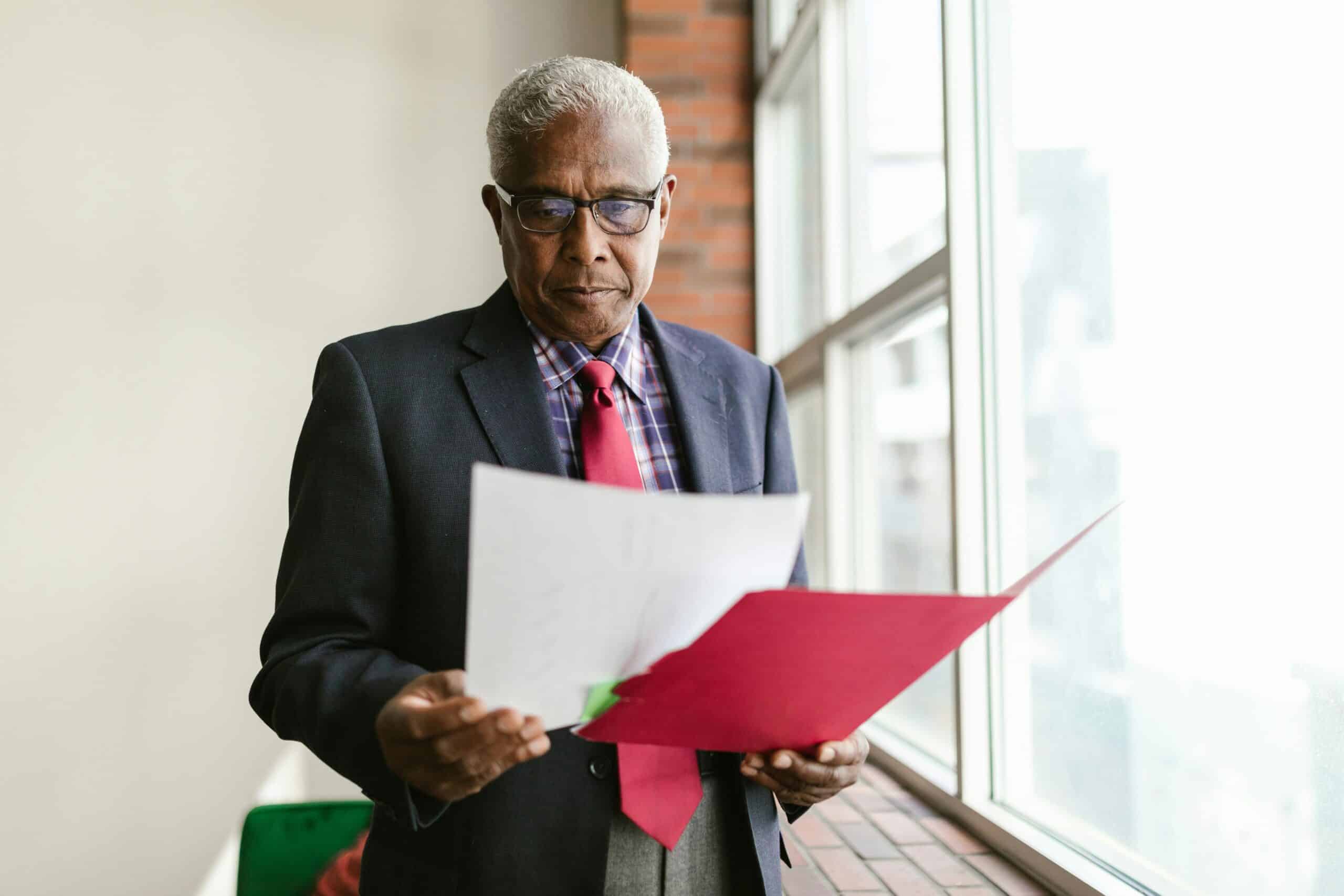 Property manager looking at a declaration page