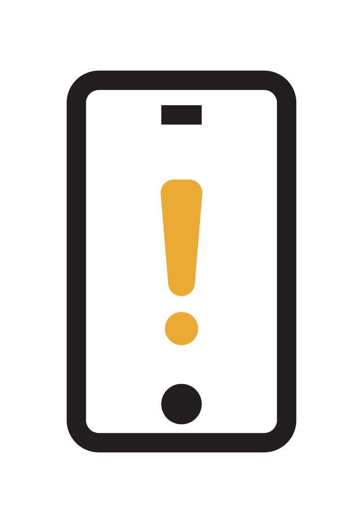 phone with exclamation point