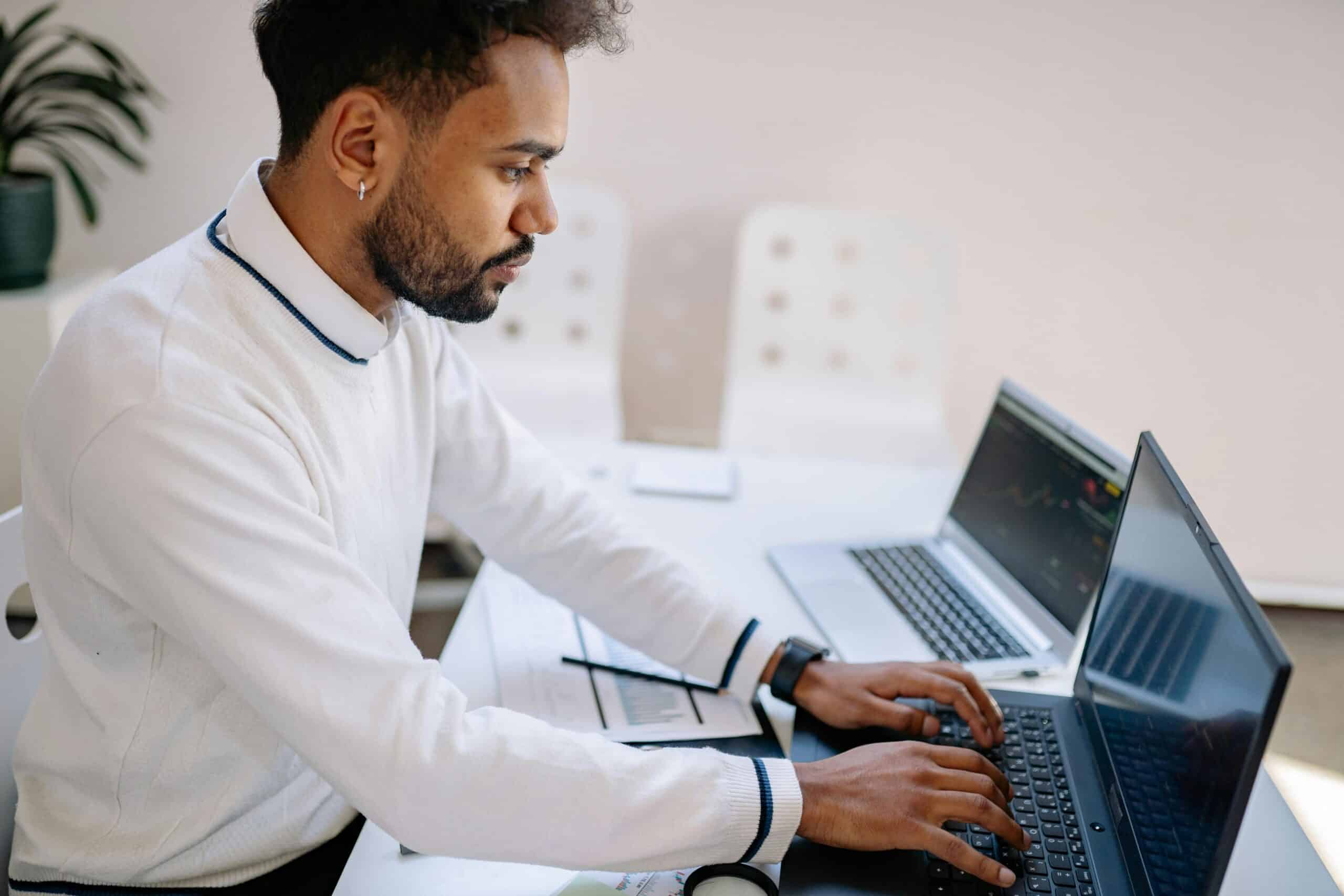 Man on his computer