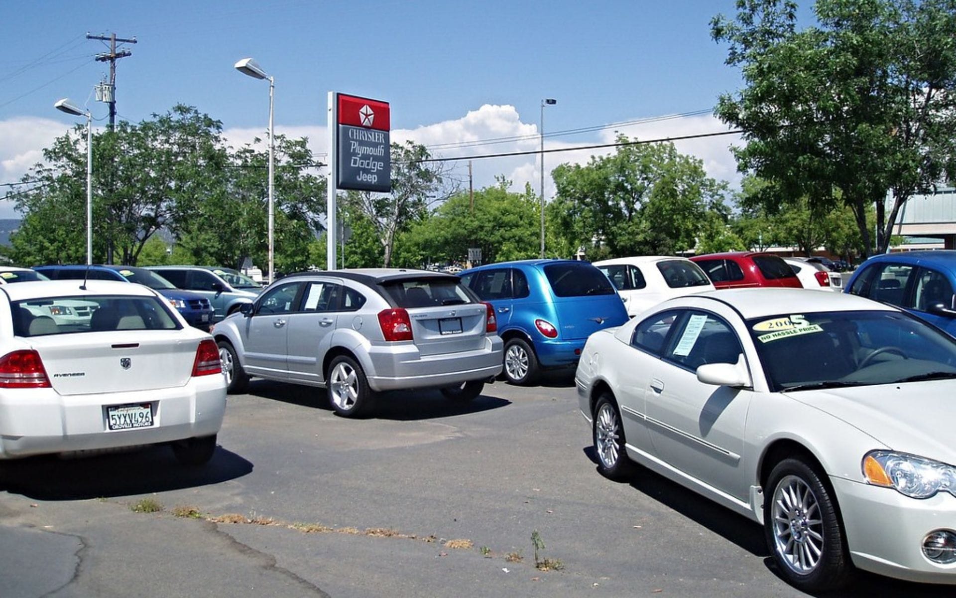 Cars in a dealership lot